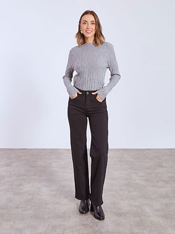 Τζιν wide leg μονόχρωμο σε μαύρο