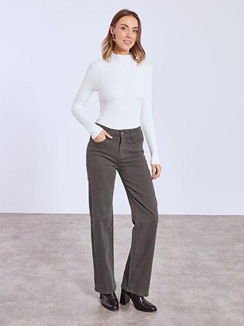 Τζιν wide leg μονόχρωμο σε γκρι σκούρο