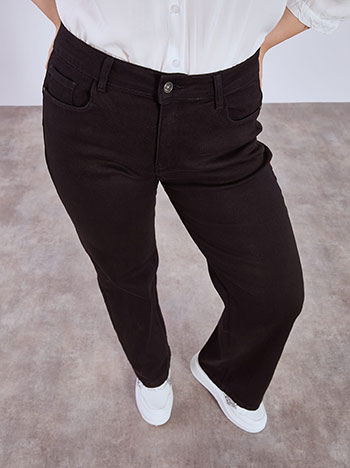 Τζιν wide leg με ραφές στο πλάι σε μαύρο