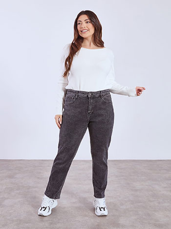 Jeans mom fit with high waist in dark grey