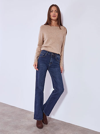 Jeans wide leg with cotton in blue