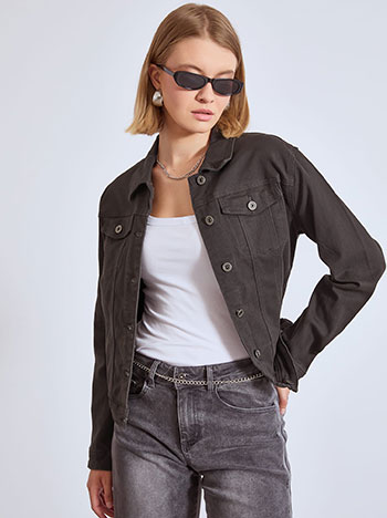 Τζιν μπουφάν με τσέπες σε μαύρο