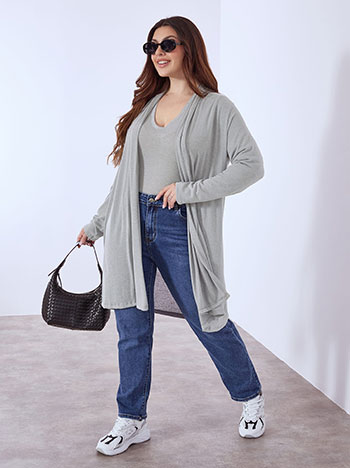 Cardigan fine knit in light grey