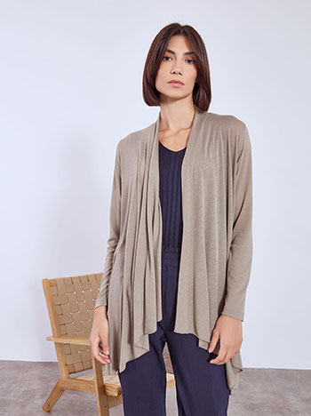 Cardigan with elastic back in beige