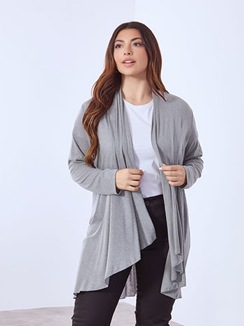 Ζακέτα με ελαστική πλάτη σε γκρι ανοιχτό