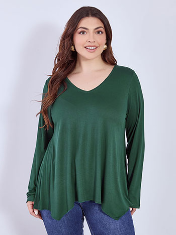 Μπλούζα με ασύμμετρο τελείωμα σε πράσινο σκούρο