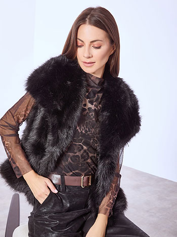 Γιλέκο γούνινο σε μαύρο