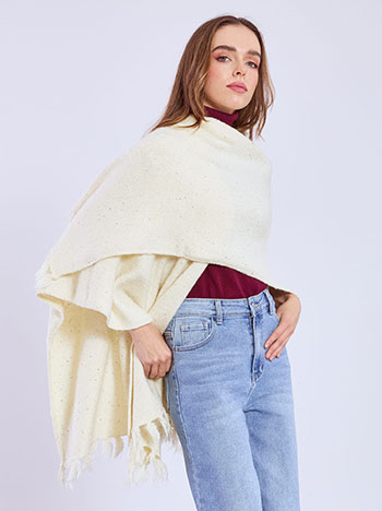 Cape metallic with sequins and wool in light beige