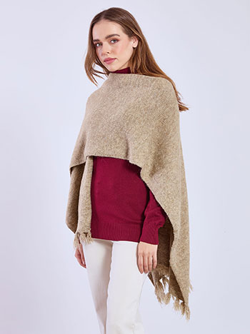 Κάπα μεταλλιζέ με παγιέτες και μαλλί σε καφέ ανοιχτό