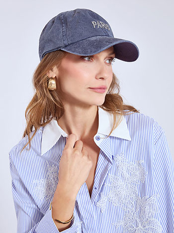 Καπέλο jockey με strass Paris σε μπλε