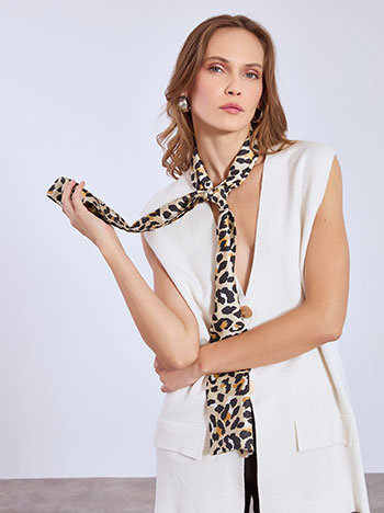 Μαντήλι σατέν λεοπάρ σε μπεζ