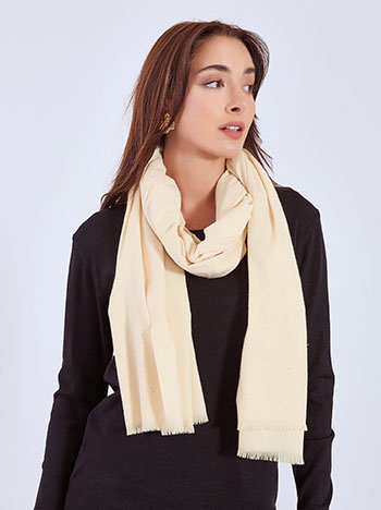 Scarf with mini sequins in light beige