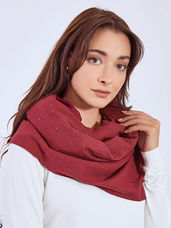 Scarf with mini sequins in wine red