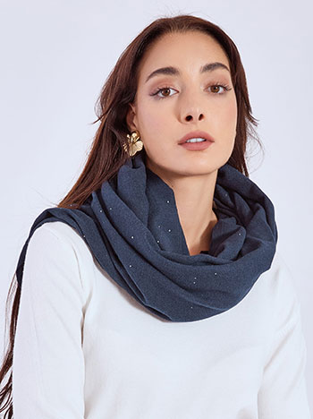 Scarf with mini sequins in dark blue