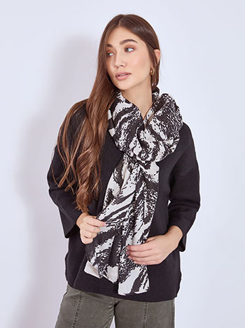 Scarf printed with glitter in black