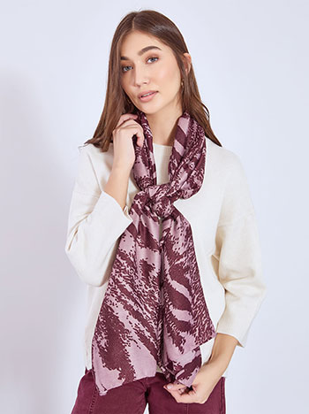 Εσάρπα εμπριμέ με glitter σε μπορντό