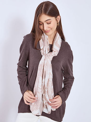 Scarf printed with glitter in dusty pink