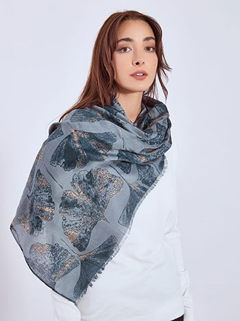 Scarf with metallic details in rough blue