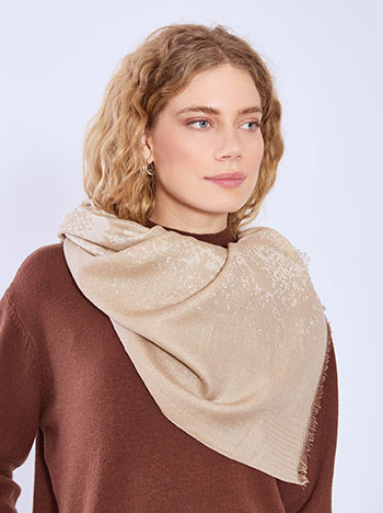 Scarf metallic viscose in dark beige