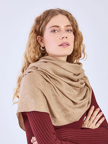 Scarf metallic viscose in light brown