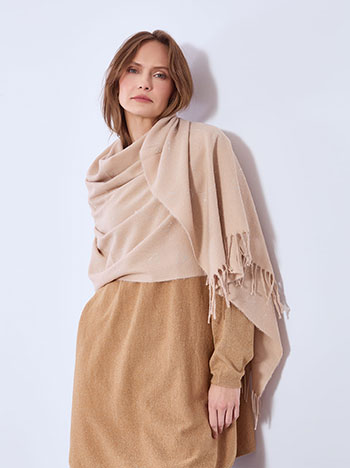 Scarf with strass in dark beige