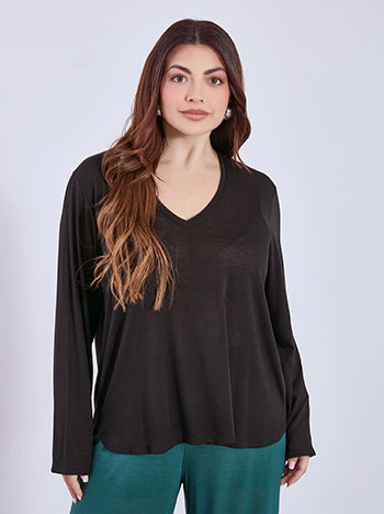 Μπλούζα με καμπύλη στο τελείωμα σε μαύρο