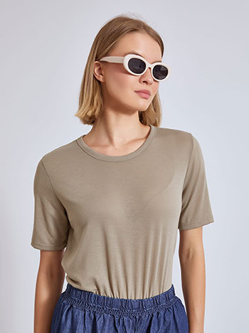 Top with soft touch in beige