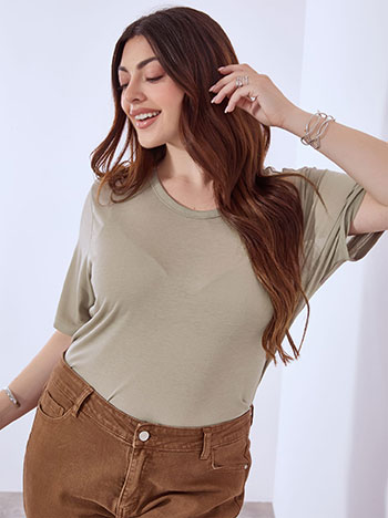 Top with soft touch in beige