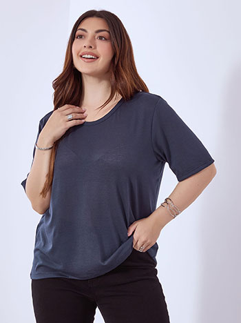 Top with soft touch in dark blue