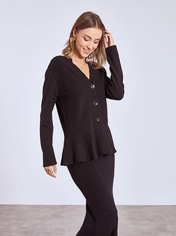Knitted cardigan and skirt set in black