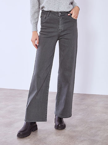Τζιν σε ίσια γραμμή με βαμβάκι σε γκρι σκούρο