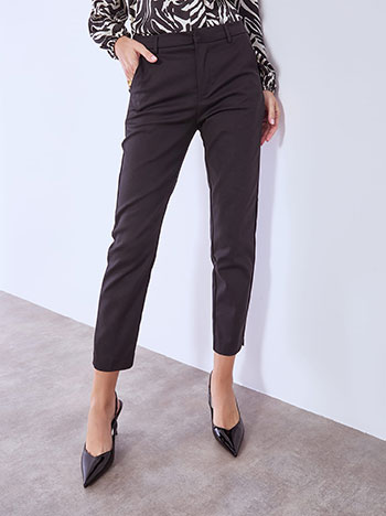 Παντελόνι γραφείου μονόχρωμο σε μαύρο