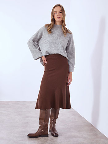 Skirt midi knitted in dark brown