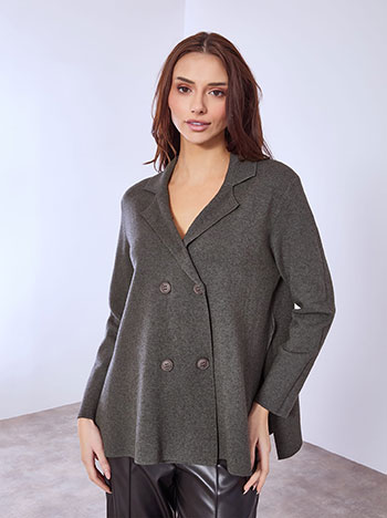 Ζακέτα με ανοίγματα στο πλάι σε γκρι σκούρο