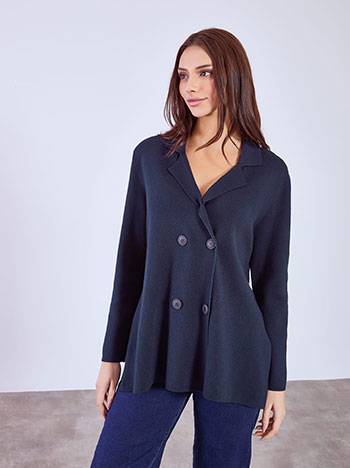 Cardigan with side slits in dark blue