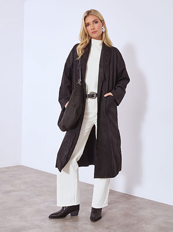 Coat suede like in black