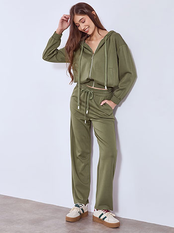 Set monochrome cardigan and trousers in khaki