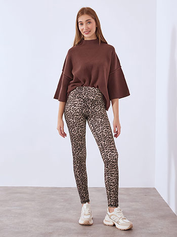 Leggings leopard with strass in brown