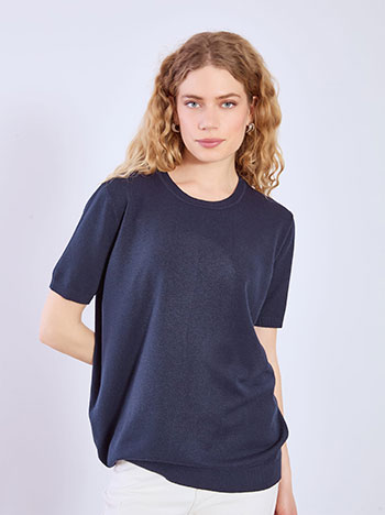 Πουλόβερ κοντομάνικο σε σκούρο μπλε