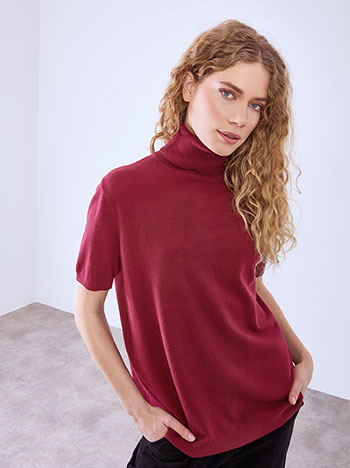 Ζιβάγκο πλεκτό κοντομάνικο σε μπορντό