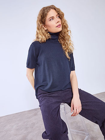 Ζιβάγκο πλεκτό κοντομάνικο σε σκούρο μπλε