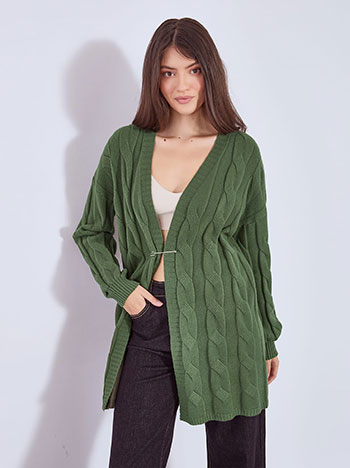 Ζακέτα με ανάγλυφες λεπτομέρειες σε χακί