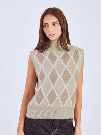 Πουλόβερ με μεταλλιζέ λεπτομέρειες σε μπεζ