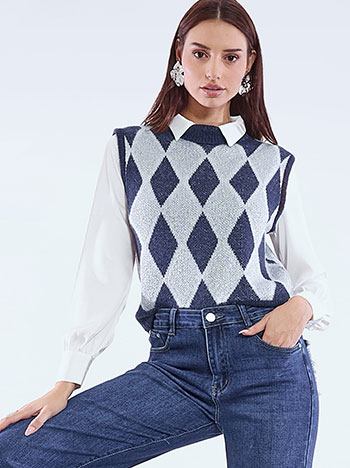 Sweater with metallic details in dark blue
