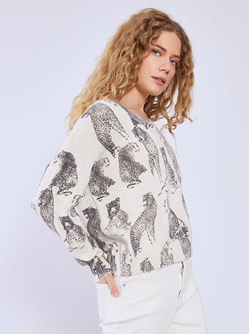 Sweater with tigers in beige