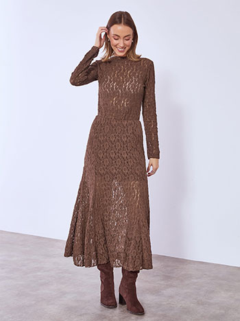 Skirt maxi laced in brown