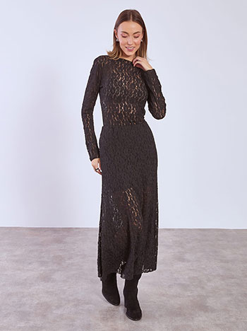 Skirt maxi laced in black