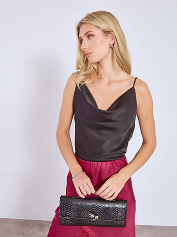 Top with drapped neckline in black