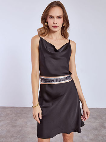 Φόρεμα σατέν μίνι σε μαύρο