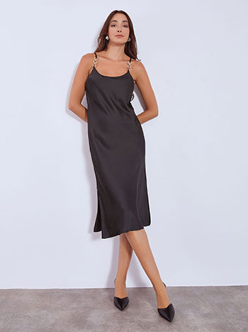 Dress midi with metallic details in black